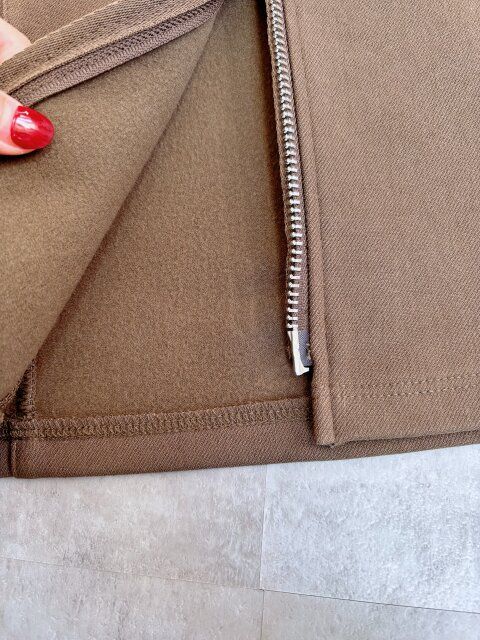 GU 裏フリースフロントジップスカートQ BROWN 裏フリース素材