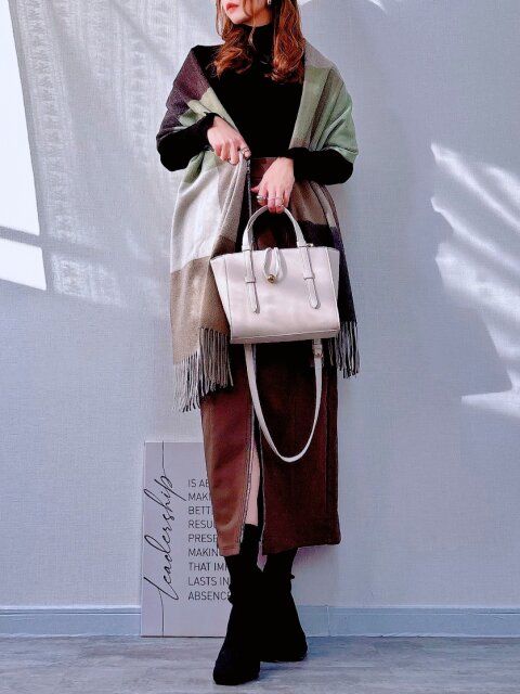 チェックのストール合わせ♪