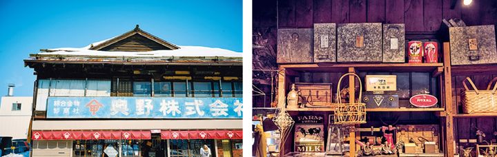 左・明治から変わらぬ外観。右・厳選された商品は、レアなものも多く、ここでしか出合えない可能性も。