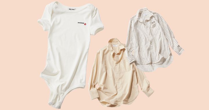 ミュウミュウとプチバトーコラボのロンパースとThe Skirt Chroniclesとスローブイエナのコラボシャツ