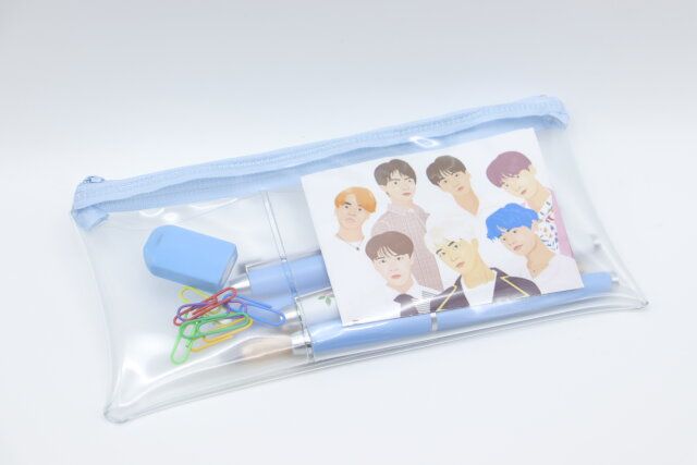 ポケット付ペンケース（CHM、ブルー） 文房具