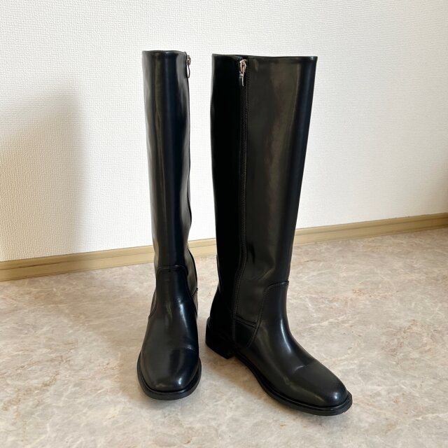 El mar レザーロングブーツ ブラック