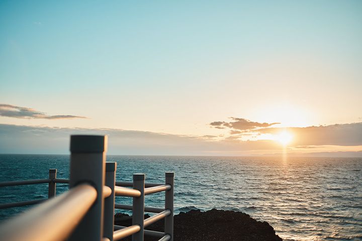 西に位置する元町港付近から海岸線沿いに5kmほど続く「サンセットパームライン」。