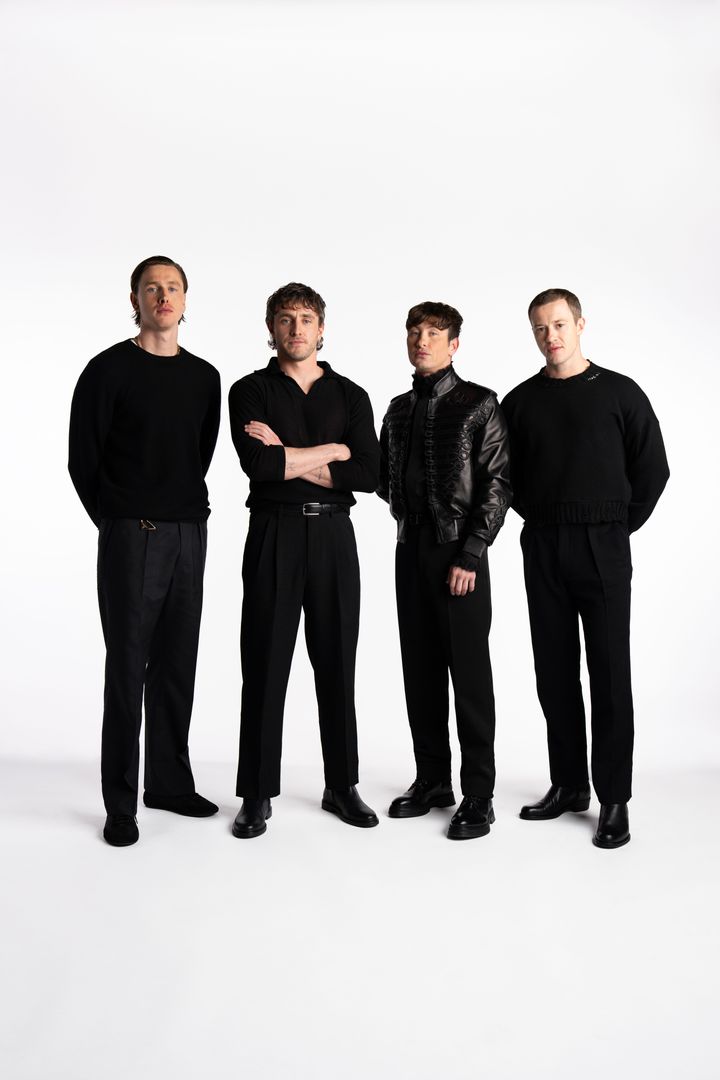 左からジョン・レノン役のハリス・ディキンソン、ポール・マッカートニー役のポール・メスカル、リンゴ・スター役のバリー・コーガン、ジョージ・ハリスン役のジョセフ・クイン。