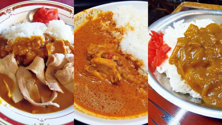 蓼科のカレー、よもだそば 新宿西口店のカレー、みのがさ 本店のカレー