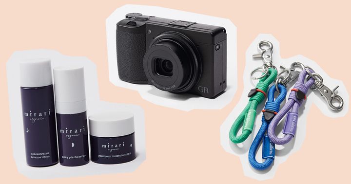 ミラリオーガニックスリーステップのトライアルキットとリコーのカメラGR3とロンハーマン別注のトポロジーのループキーホルダー