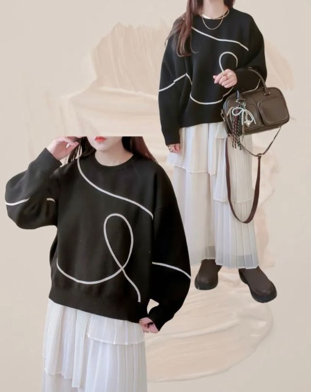 コード柄プルオーバー