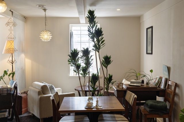 現オーナーの吉田さんが自分で壁や天井を塗り、改装した店内