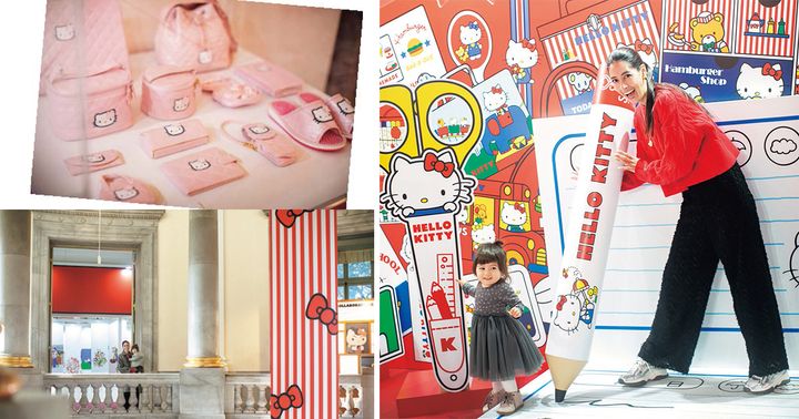 ハローキティ50周年を記念した展覧会を楽しむ親子のイメージ