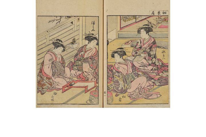 『青楼美人合姿鏡』北尾重政・勝川春章画 彩色摺大本<br /> 