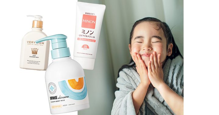 子どもがスキンケアをしている様子とおすすめアイテム３選