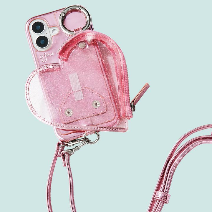 ajewのハートポケット付きのPVC素材のスマホケース