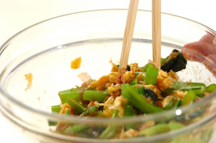 小松菜と卵のお浸しの作り方3