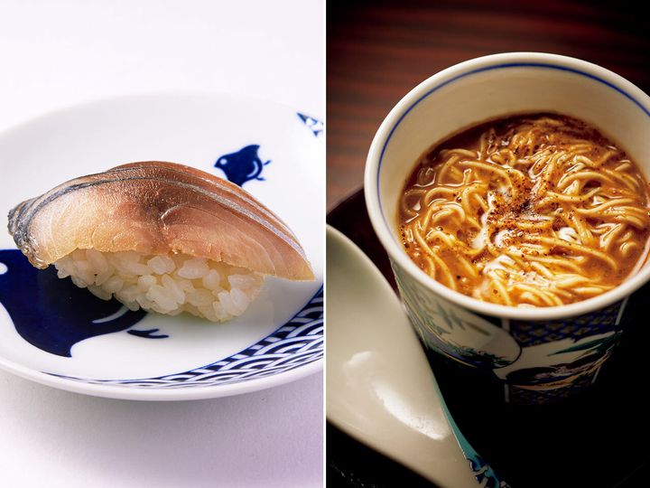 新橋『名飯部類』の「真っ黒イワシ100％純粋出汁」、「しめ鯖」