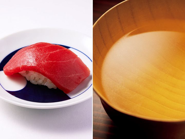 新橋『名飯部類』の「とりむねクリア出汁」、「赤身」