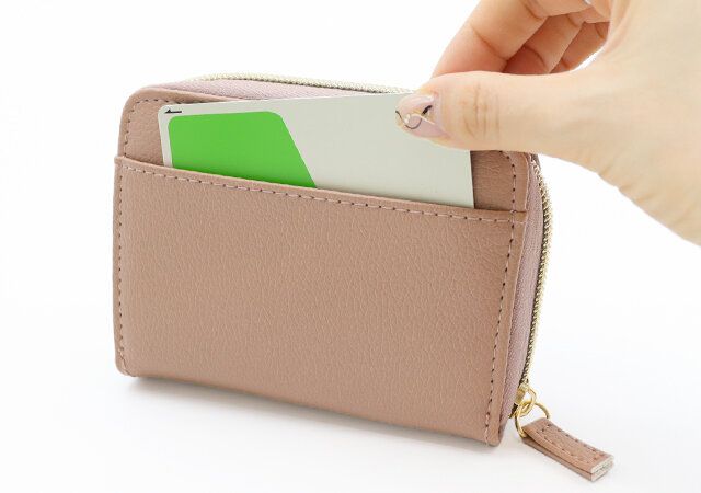 スケープオブグリーンミニ財布ピンク背面ポケット