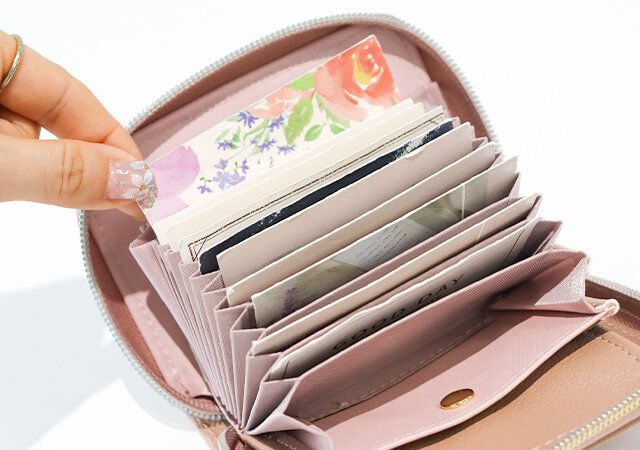 スケープオブグリーンミニ財布ピンクカードポケット