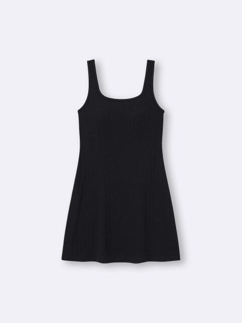 2025guレディース黒ブラフィールミニワンピース