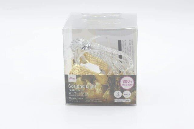 ダイソー ガーランドライト（10LED、ドロップ、USBタイプ） パッケージ