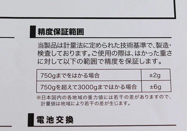 ダイソーのデジタルキッチンスケールの誤差