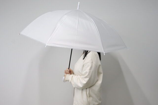 ダイソーの肩が濡れにくい傘の使用図