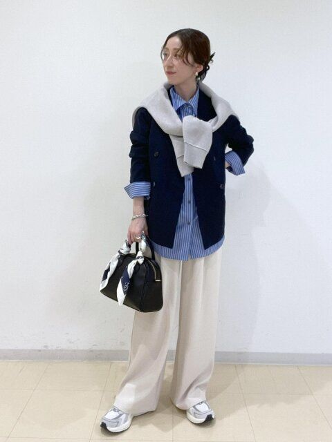 ストライプシャツコーデ1