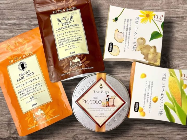 世界のお茶専門店 ルピシア 「オルヅォ キャラメルハニー」 「デカフェ・アールグレイ」 「ピッコロ」 「国産 とうもろこし茶」 「国産 キクイモ茶」