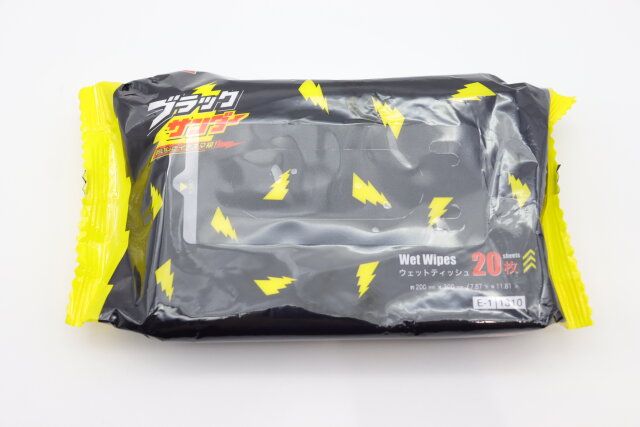 ダイソーのアルコール20％除菌大判ウェット、極厚、20枚（ブラックサンダー）1