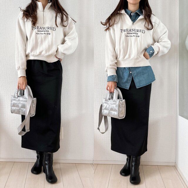 モノトーンコーデにプラスでおしゃれに