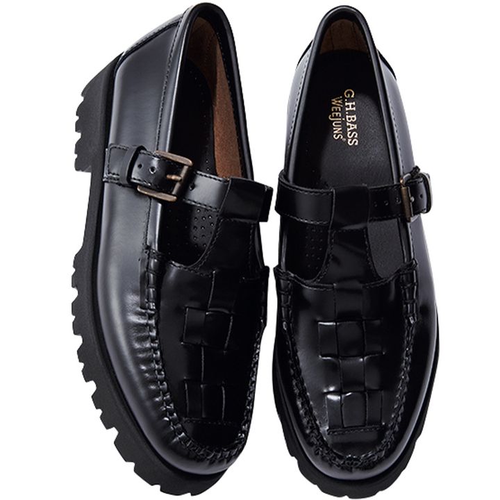 G.H.BASSのグルカサンダル風黒ローファー