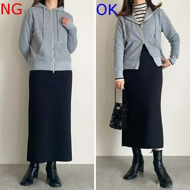 グレーパーカ―NG＆OKコーデ