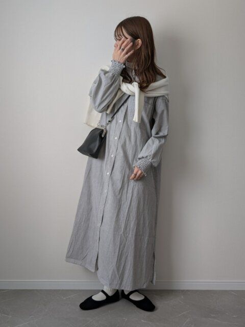 シャツワンピースコーデ1