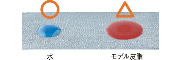 03：エスプリーク 水→○ モデル皮脂→△