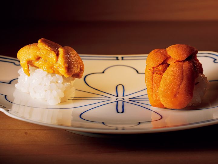 銀座『鮨 杉澤』のうに２種の食べ比べ