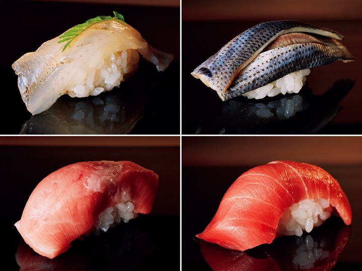 銀座『鮨 杉澤』の木の芽を乗せたキス、コハダ、中トロ、大ト