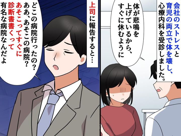 画像: 心療内科に行った私に「あの病院って、すぐ診断書を書くよね」無神経な上司にイラッ！ 私が取った決断は