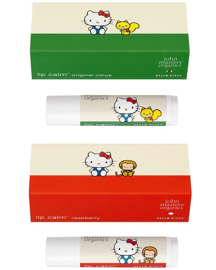 〈上から〉リップカーム （オリジナルシトラス） 〈ハローキティ 限定デザイン〉 同 （ラズベリー） 〈ハローキティ 限定デザイン〉 各￥1,980（ともに4月17日より限定発売） ©︎ '25 SANRIO CO., LTD. APPR. NO. L660030