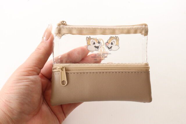 セリアのディズニーデザインのダブルジッパーポーチ 9×12cm チップ＆デール