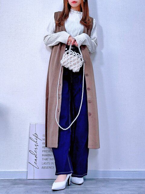 ジレ風にしてスタイルアップコーデ