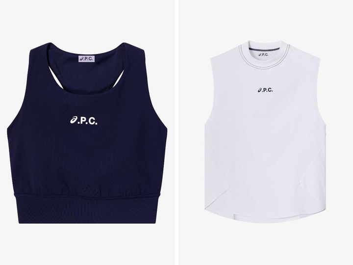 画像: 左｜トレーニングブラ￥7,150、右｜クルースリーブトップ￥9,900 出典：A.P.C.