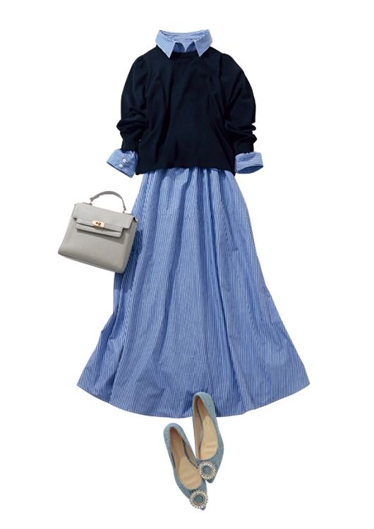 ニット合わせの上品通勤コーデ