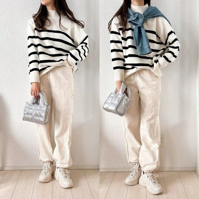 guメンズデニムシャツコーデ肩掛け