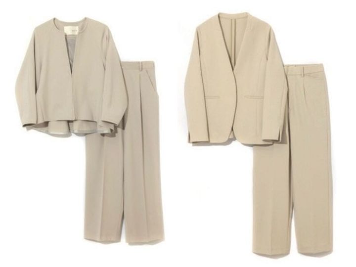 ベージュパンツスーツ