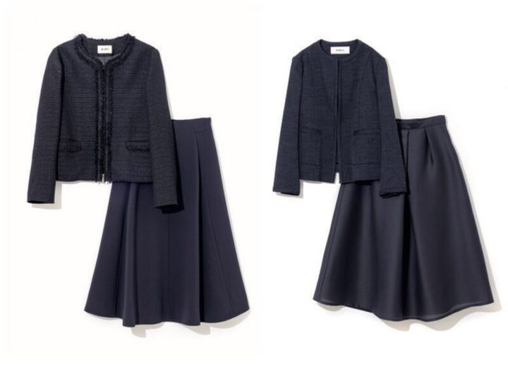 ネイビーのスカートセットアップ