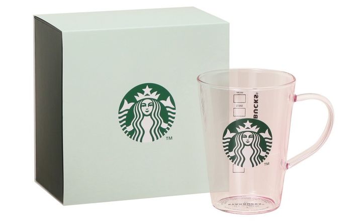 【オンラインストア限定】「ギフトボックス入り耐熱グラスロゴマグピンクベージュ」384ml 2950円