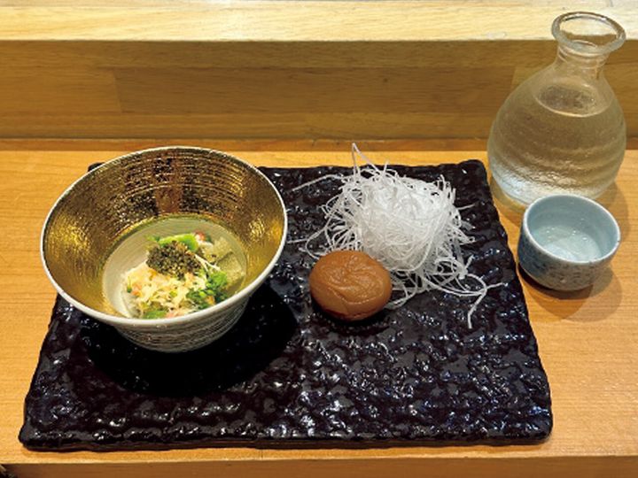 学芸大学『すし屋の芳勘』のカニと菜の花と子持ち昆布和え