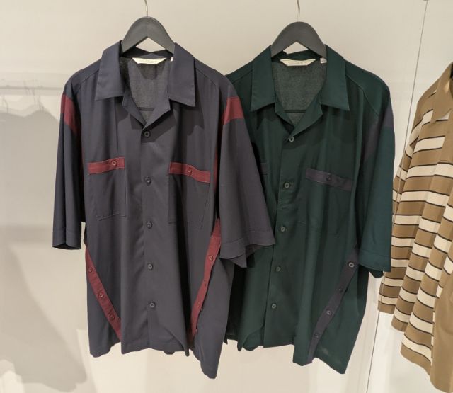 2色のオープンカラーシャツ(5分袖)