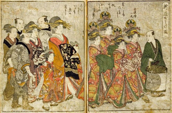 礒田湖龍斎筆「雛形若菜初模様・玉や内しら玉」江戸時代、18世紀、東京国立博物館蔵