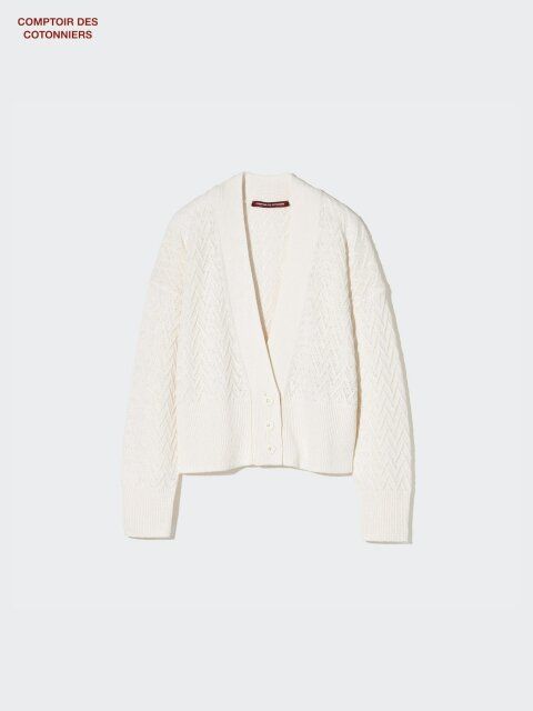 2025春ユニクロレディース新作リネンポインテールVネックカーディガン