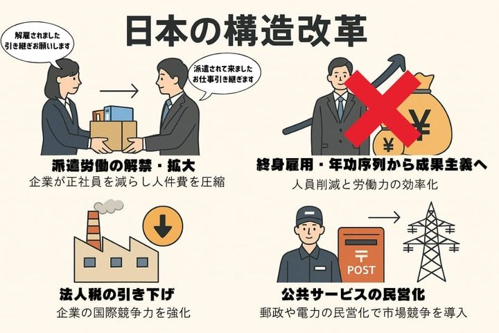 構造改革は無駄を減らしたが、多くは人件費